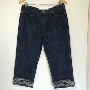 Miss Cocoa Womens Capri Jeans Sz 11-12 Studs Embroidery Mid-Rise Denim